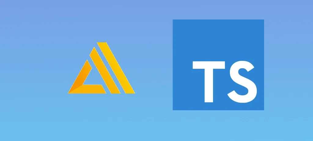 Amplify and TypeScript logos on the blue background